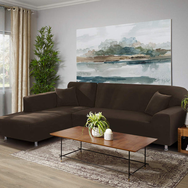 L-Shaped Sectional Couch Covers Chocolate