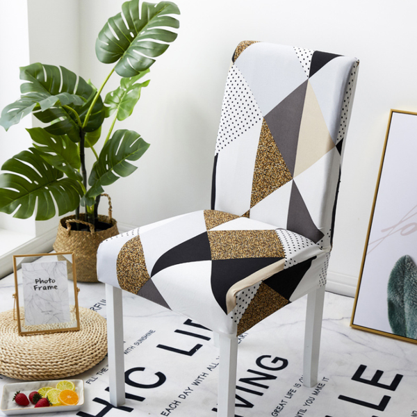 Printed Pattern Dining Chair Seat Covers Golden