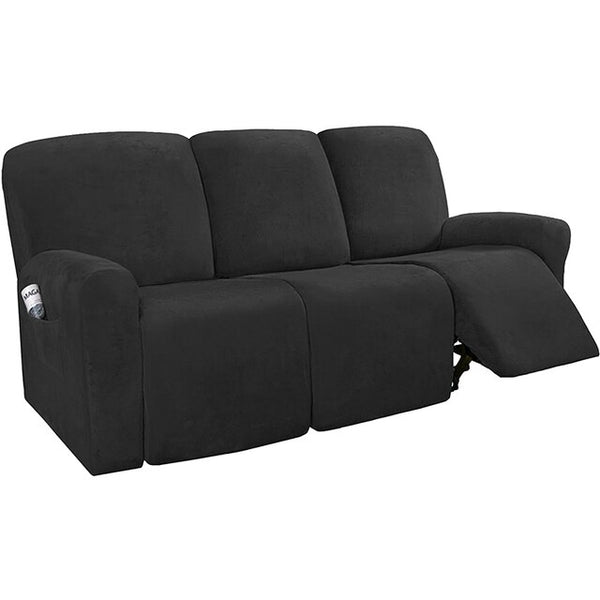 Velvet Stretch Recliner Slipcover BLACK