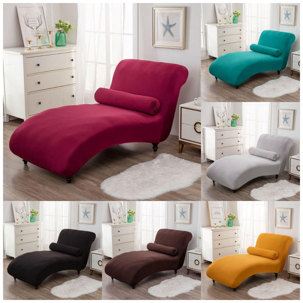 Solid Color Chaise Lounge Sofa Cover