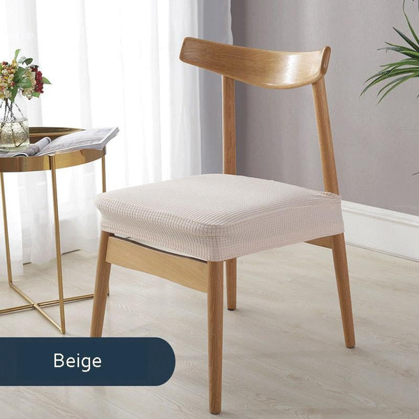 Solid Color Stretchable Dining Chair Seat Cover Beige