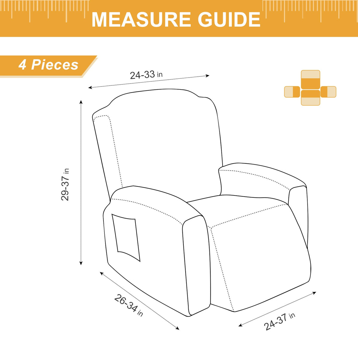 Jacquard Recliners Slipcovers For 1/2/3 Seats