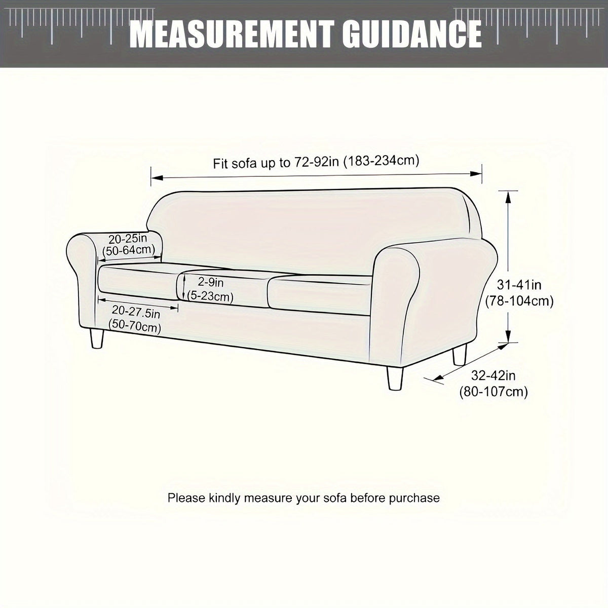 Water Resistant Sofa Cover For 1/2/3 Seats