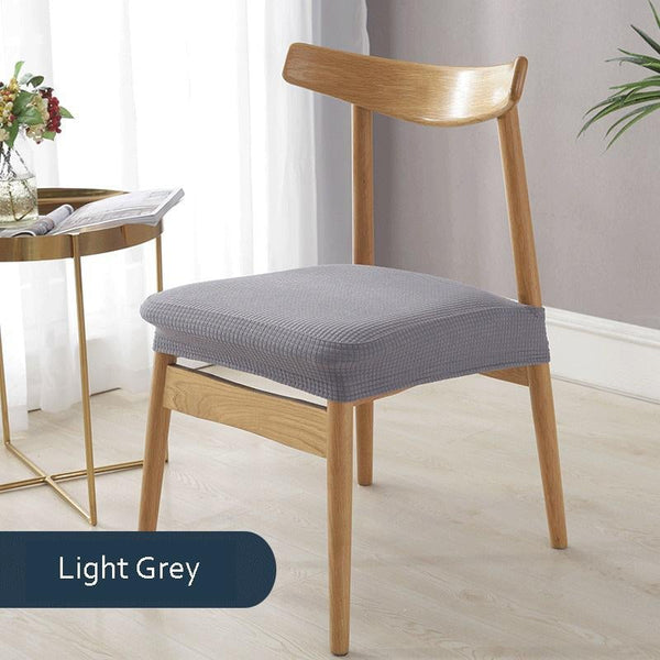 Solid Color Stretchable Dining Chair Seat Cover Light Grey