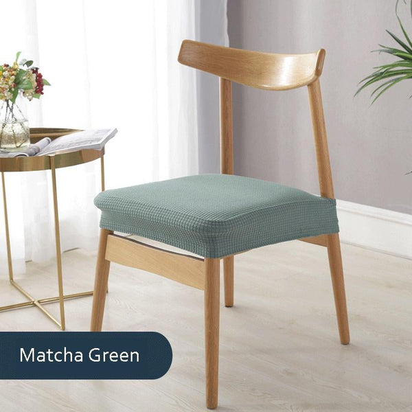 Solid Color Stretchable Dining Chair Seat Cover Matcha Green
