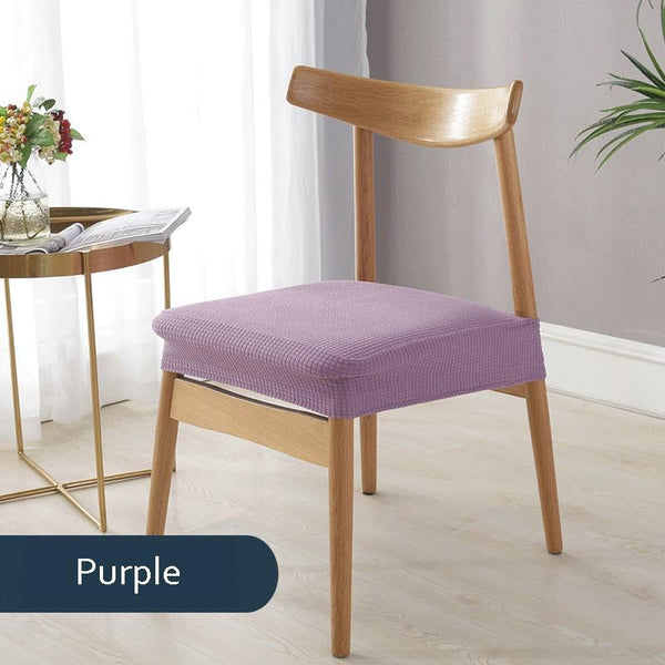 Solid Color Stretchable Dining Chair Seat Cover Purple
