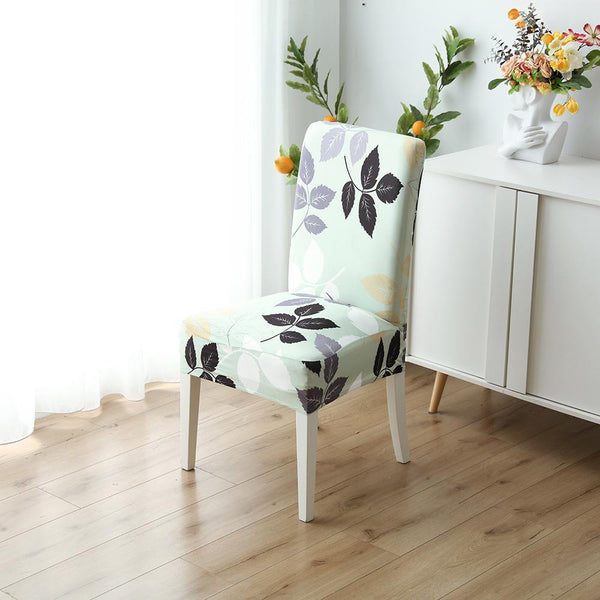 Leaf pattern Stretchy Removable Chair Covers Green with Large Leaf