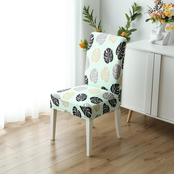 Leaf pattern Stretchy Removable Chair Covers Green with Small Leaf