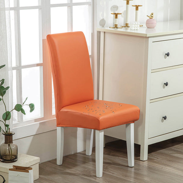 PU Solid Color Stretch Chair Cover(Set of 2)