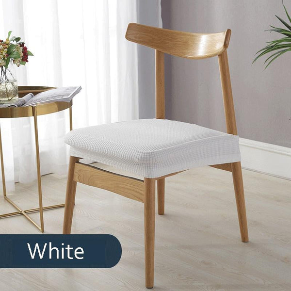 Solid Color Stretchable Dining Chair Seat Cover White